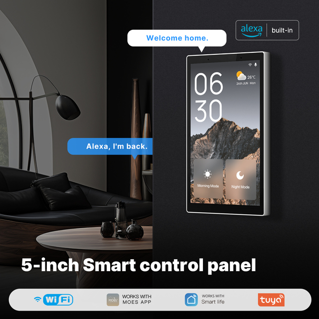 Tuya 5 Inch Smart Automation Hub WiFi Home Control Center Alexa Voice Control Zigbee Gateway Remote Device Management Household
