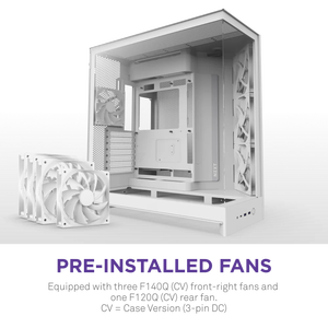 2025 nouveau boîtier PC NZ/<span class=keywords><strong>XT</strong></span> H9 Flow noir blanc mi-tour ATX verre de jeu avec 4 ventilateurs préinstallés pour PC de bureau de jeu bricolage - Product Image 4