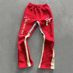 Pantalon évasé streetwear décontracté de haute qualité avec impression en relief, logo personnalisé, extensible, en molleton de coton vintage, écologique, pour homme - Product Image 4