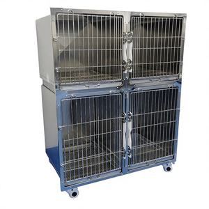 Gabbia <span class=keywords><strong>per</strong></span> Animali Domestici in Acciaio Inox 304 di Grandi Dimensioni, Gabbia Veterinaria a Doppio Piano con 5 Porte e Ruote Spostabili - Product Image 2