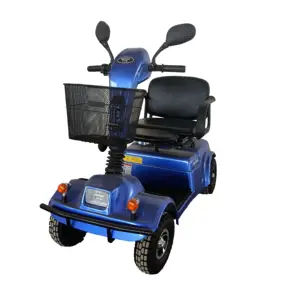 蓝色250瓦电动旅行4轮电动滑板车残疾人折叠移动滑板车