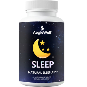 AegleWell Integratore Naturale per il Sonno, Compresse a Rapido Scioglimento Senza Melatonina, Supporto per un Sonno Profondo e Riposante, 60 Compresse, Fornitura Diretta dalla Fabbrica - Product Image 1