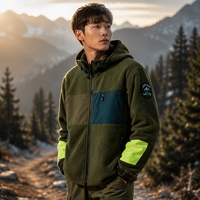 Sweat à capuche zippé en polaire sherpa pour homme, manteau d'hiver chaud pour l'extérieur, veste streetwear en peluche avec poches zippées