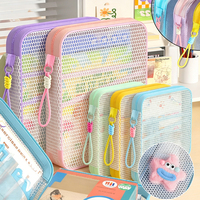 Pochette à fermeture éclair à grille A4/A5 GF, trousse à crayons créative pour étudiants, étanche, pour l'école et le bureau, pochette transparente pour documents