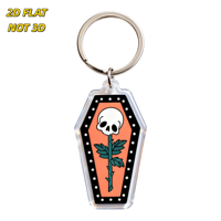 Porte-clés en acrylique Rose Coffin, design gothique orange et noir, breloque transparente double face, accessoire de mode alternatif