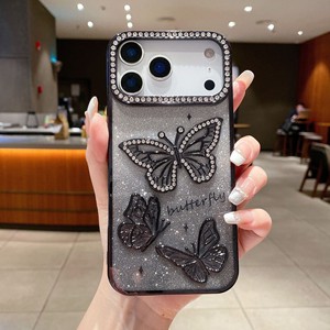 Funda de Teléfono con Pedrería y Mariposas para Mujer/Niña, Compatible con <span class=keywords><strong>iPhone</strong></span> 17 <span class=keywords><strong>Pro</strong></span> <span class=keywords><strong>Max</strong></span>, 17 Air, 16, 15, 14, <span class=keywords><strong>13</strong></span>, 12, Diseño Degradado Naranja Brillante de Lujo - Product Image 3