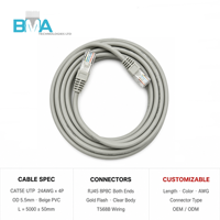CAT5E UTP Patchkabel RJ45 8P8C 24AWG 5m Grau PVC Ethernet-Kabel für Computer Router CCTV Sicherheitssystem