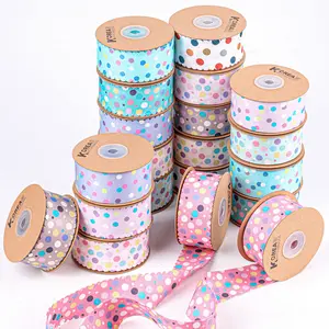 Fita colorida com bolinhas onduladas bordas estampadas DIY arco infantil acessórios para cabelo roupas acessórios de fita de bolinhas