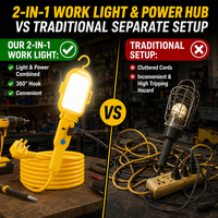 Lampe de travail portative pour ingénieurs, base E27, bande lumineuse, multiprise avec interrupteur et voyant lumineux, prise de courant