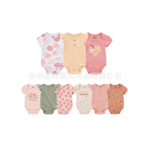 Ropa para niños <span class=keywords><strong>recién</strong></span> nacidos Venta al por mayor Algodón puro Triángulo Harem Mono transfronterizo Ropa acanalada para gatear Suministro ODM - Product Image 1