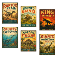 Plaque Métallique Vintage Rétro avec Citation sur l'Aventure Sauvage Préhistorique des Dinosaures, Décoration Murale pour Salle et Caverne Masculine, Art Mural en Métal