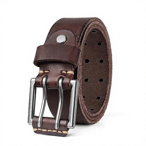 Cinturón Casual de Cuero Genuino con Hebilla Rectangular Plateada, Ancho y Resistente, Accesorio para Oficina y Trabajo - Product Image 5