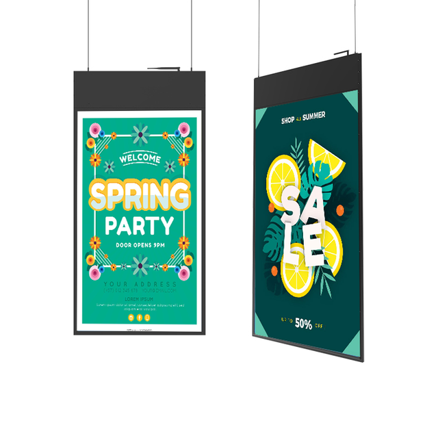 Double-sided LCD 4K Display Hanging Digital Window Smart LCD Advertising Kiosk Supermarket Digital Signage