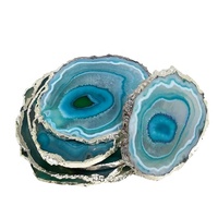 Figurines en Agate Verte Plaquée Argent Faite à la Main en Gros, Décorations de Table en Cristal de Quartz Naturel, Mascotte Feng Shui en Pierre Précieuse