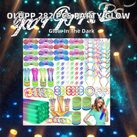 OLUPP 282 pièces – Fournitures de fête d'anniversaire pour adultes qui brillent dans le noir : 18 bâtons en mousse, 18 lunettes LED, 200 bâtons lumineux, 30 lumières à doigts, 8
