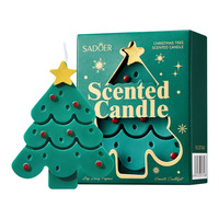 Bougie parfumée Arbre de Noël vert élégante et confortable avec étoile dorée en sommet pour la décoration de la maison et la relaxation – Offre Spéciale