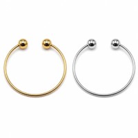 Bracelet manchette en acier inoxydable plaqué or 18 carats pour femme, couleur argent, avec boules en métal massif, bracelet jonc tendance