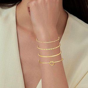 8 pulseras de oro chapadas en oro de 18 quilates, eslabones de acero inoxidable, cuentas satelitales en espiga, Twist Mariner CZ, cadena de puño con nudo de amor de tenis - Product Image 4