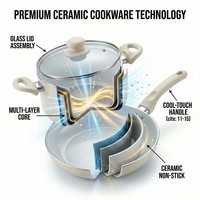 Ensemble de casseroles et poêles E-Top White en aluminium antiadhésif avec revêtement céramique