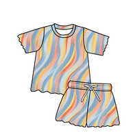 Ensemble 2 pièces décontracté et confortable pour bébés filles, avec bordure festonnée, tenue d'été personnalisée imprimée et respirante