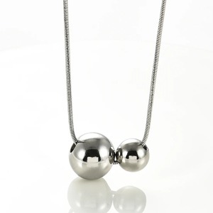 Collier tendance en acier inoxydable avec grandes et petites perles, breloques unisexes minimalistes couleur or et argent, cadeau de fiançailles - Product Image 4