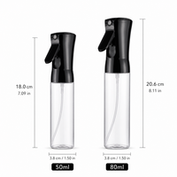 Vente en gros de flacons pulvérisateurs à fine brume rechargeables de 50 ml et 80 ml, atomiseur portable pour les cosmétiques de voyage, le parfum, le nettoyant pour le visage, l'alcool