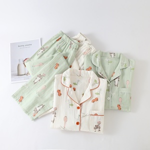 <span class=keywords><strong>Pigiama</strong></span> da Donna Personalizzato all'Ingrosso Primavera Autunno con Stampa Floreale a Cartoni Animati, Colletto Reversibile e Realizzato in <span class=keywords><strong>Cotone</strong></span> - Product Image 2