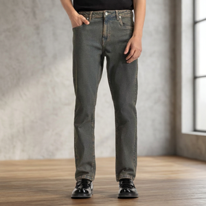 Pantalones Vaqueros de Mezclilla Sólida con Efecto Desgastado a la Moda para Hombre, Corte Recto Holgado, Cintura Media, Ligeros, Transpirables, Casuales de Verano - Product Image 3