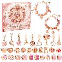 Calendrier de l'Avent de Noël : Kit de Fabrication de Bijoux DIY pour Bracelet à Breloques, Coffret Surprise de Compte à Rebours de Noël, Perles Émaillées Festives et Pendentifs – Cadeau