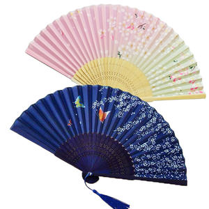2 Ventagli Pieghevoli In Raso E Bambù - Stile Cinese Per Matrimoni E Decorazioni | Portatili - Foto 6