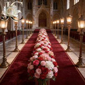 Chemin <span class=keywords><strong>de</strong></span> table en soie JC Wholesale, prix d'usine, chemin <span class=keywords><strong>de</strong></span> table floral pour achat en gros - Product Image 1