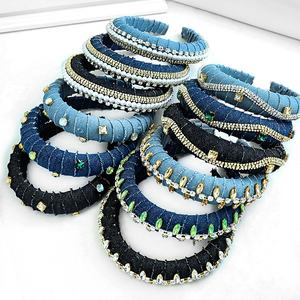 أزياء رباط شعر الإسفنج واسعة حافة الدنيم اليدوية الجرح الشعر التبعي الكورية طبعة كاملة الحفر عقال - Product Image 1