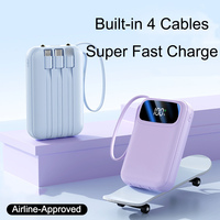 Batterie externe grande capacité 20000 mAh avec 4 câbles intégrés, support de téléphone et charge rapide 2A, Micro USB – Vente en gros usine