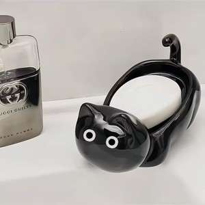 Porte-savon en céramique fait à la main porte-savon chat-céramique <span class=keywords><strong>noir</strong></span> <span class=keywords><strong>blanc</strong></span> Kitty décor <span class=keywords><strong>de</strong></span> <span class=keywords><strong>salle</strong></span> <span class=keywords><strong>de</strong></span> <span class=keywords><strong>bain</strong></span>-porte-savon moderne pour animaux <span class=keywords><strong>de</strong></span> compagnie - Product Image 2
