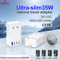 Chargeur rapide Foxcan 35W PD GaN, adaptateur de voyage universel mince, 3AC, compact, pour ordinateur portable, appareil mobile, batterie externe pour iPhone 15