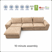 Canapé modulaire sectionnel en L compressé 3+1, emballé sous vide, mousse HR 35kg, canapé en boîte pour projets d'aménagement de salons d'hôtel