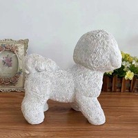 Statue de chien Bichon Frisé en résine, sculpture animale, cadeau mignon, artisanat créatif, décoration d'intérieur, accessoire de photographie