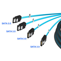 Mini SAS 36Pin SFF-8087 90 Putar Kiri 4X SATA3.0 180 Kabel Breakout 6Gbps Jaket Nilon Kepang Kabel Data Server Foil