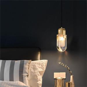 Lampe suspendue moderne minimaliste de luxe, luminaire en cristal tout en cuivre avec cordon long pour chambre à coucher ou salon - Product Image 6