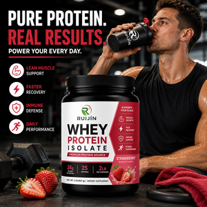 Aislado de Proteína de Suero de Leche de Fresa OEM en Polvo, Alto en Proteínas, Recuperación Muscular, Absorción Rápida, Suplemento para Masa Muscular Magra, 2LB - Product Image 3