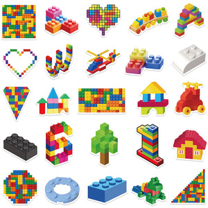 50 autocollants colorés pour jouets de construction, décorations murales pour réfrigérateur, jouets éducatifs pour enfants - Product Image 4