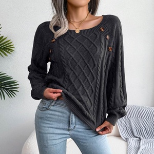 Suéteres de Malha Femininos Casuais de Manga Longa com Gola Quadrada e Botões para Outono/Inverno – Atacado - Product Image 4