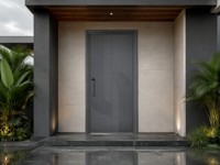 Porte d'entrée en aluminium sur mesure, moderne et minimaliste, avec motif de lignes incurvées entrelacées, grand modèle double, résistante à l'eau et thermiquement isolée