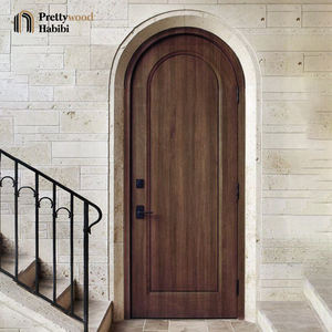 Prettywood pintu gaya Australia Vintage desain Interior atasan bulat Satu Panel kayu Solid pintu Interior melengkung - Product Image 2
