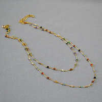 Collier court élégant et polyvalent en pierre naturelle colorée, style rétro japonais, délicat, simple et unique, pour femme