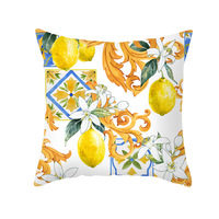 Personnalisation Housses de coussin populaires en peau de pêche bleu imprimé citron Décoratif pour la maison