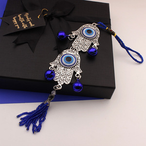 Gioielli per Coppie, Campanella a Vento Artigianale con Occhi Blu Greci, Decorazione per Auto, Regalo - Product Image 1