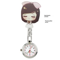 Montre infirmière à motif dessin animé en acrylique rigide, montre de poche mignonne à motif animal de dessin animé, mouvement à quartz, vente en gros
