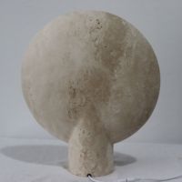 SH STONE Home Decor Pierre Naturelle Forme Ronde Beige Travertin Lampe De Chevet Villa Décoration Bureau Lampe De Table Marbre