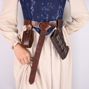 Ceinture médiévale en cuir PU gaufré avec pochette à monnaie et étui à poignard, pour cosplay de pirate, vagabond, paysan, LARP Renaissance - Product Image 4